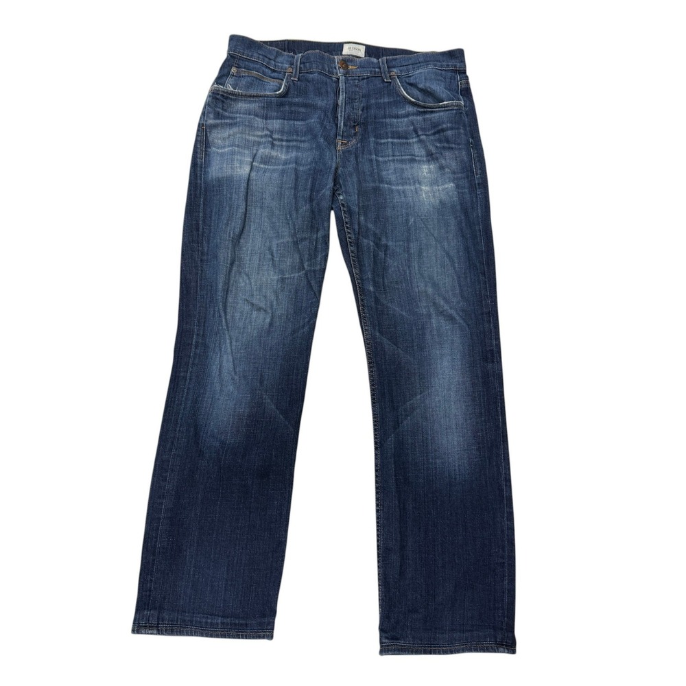 Hudson Wilde Relaxed Straight Jeans Mens 34 x 30 Dark Wash Blue Button Fly